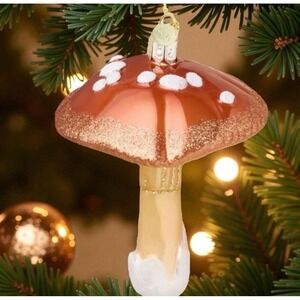 John Derian Target Glass Mushroom Ornament Copper Amber 2025 Date Charm new